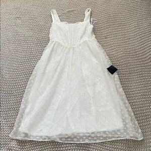 Ivory lace bustier lace up midi dress